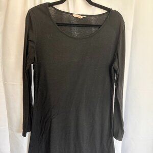 MiYang Women's Long Sleeve A-line Lace Stitching Trim Casual Dress L Black
